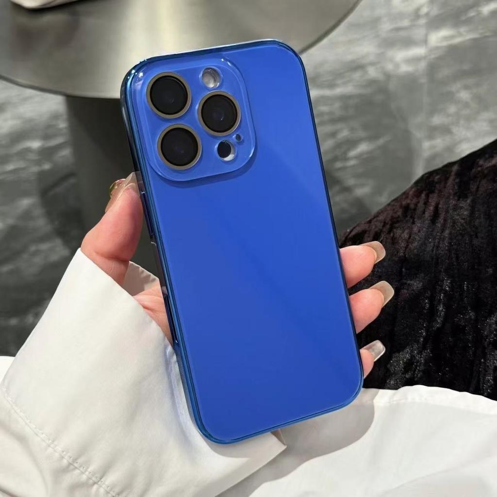 Fashion Plating Tempered Glass Phone Case For For Iphone 17 16 15 14 13 12 11 Pro Max Camera Lens Protection Shockproof Glossy Cover