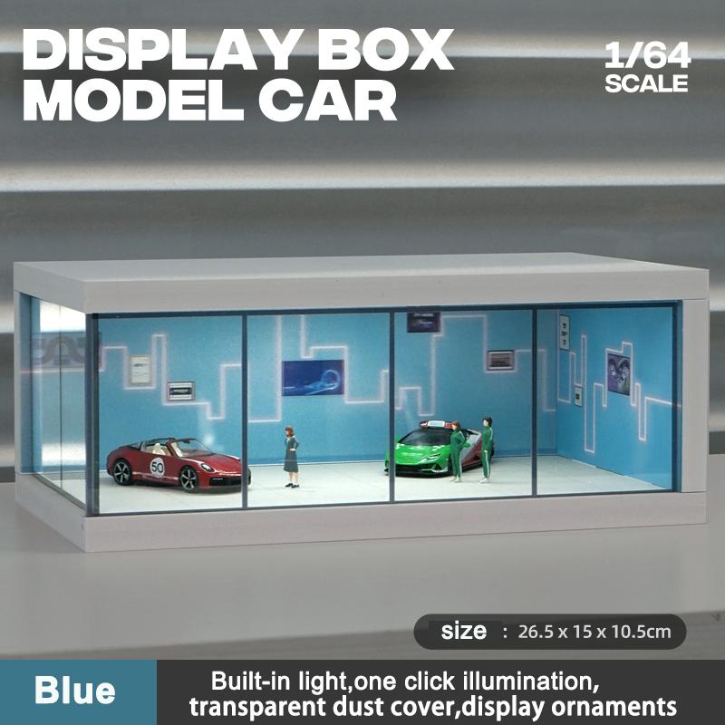 Espace de stationnement pour modèle 1/64 Espace de stationnement pour voiture avec lumières Scène de décoration simulée (Figurines et voitures non incluses)