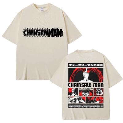 90s Japanese Anime Chainsaw Man Graphic T Shirt Men Women Fashion Vintage Cartoon Tshirt Oversized Cotton Summer T-shirts