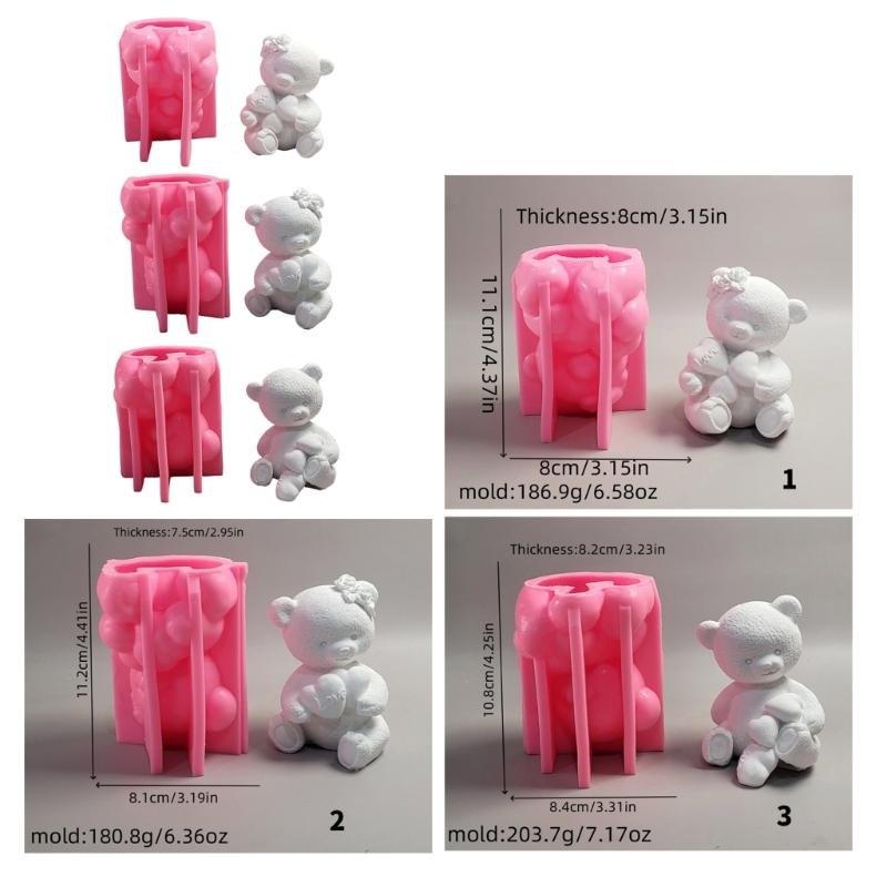 Flexible Silicone Mold Bear Figurine Shaped Candle Molds Scented Aromatherapys Making Mould Handmade Ornament Mould