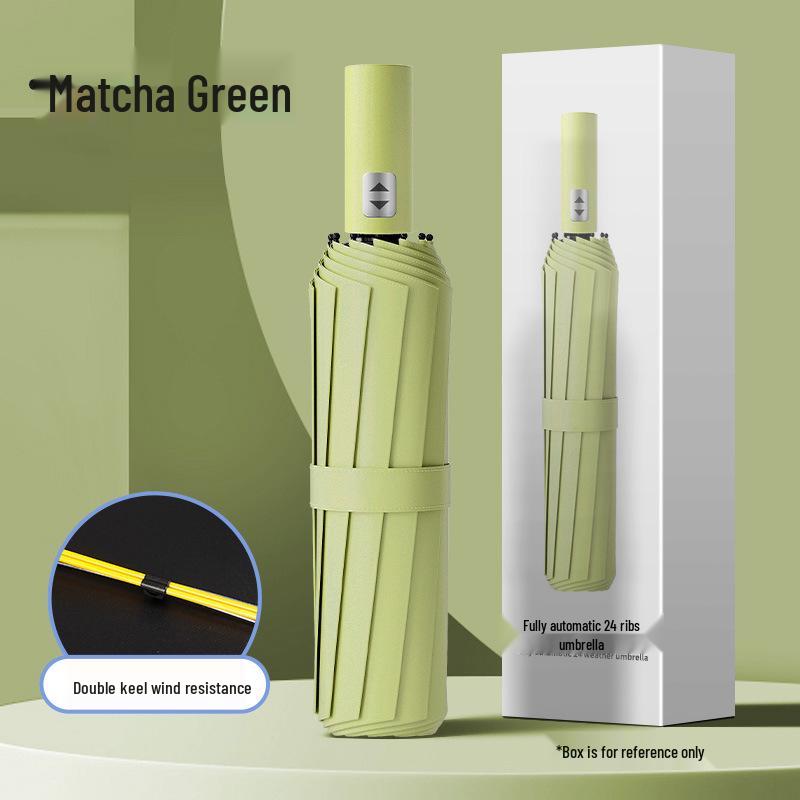 24-ribbers automatisk stormbestandig sammenleggbar paraply for sol og regn