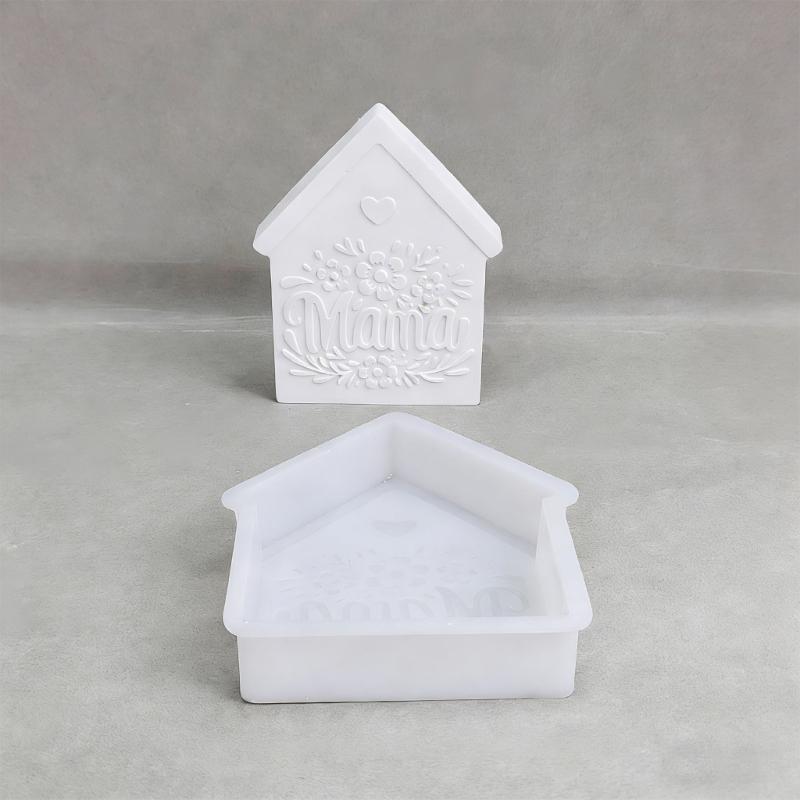 Pack Of 2 Mother Day House Shape Ornaments Silicone Molds For Cement Plasters Craft And Home Decors Gift Making Supplies