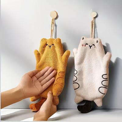 1pcs Adorable Cat-Shaped Ultra Soft Absorbent Hand Towels Perfect for Kitchen, Bathroom, Bedroom