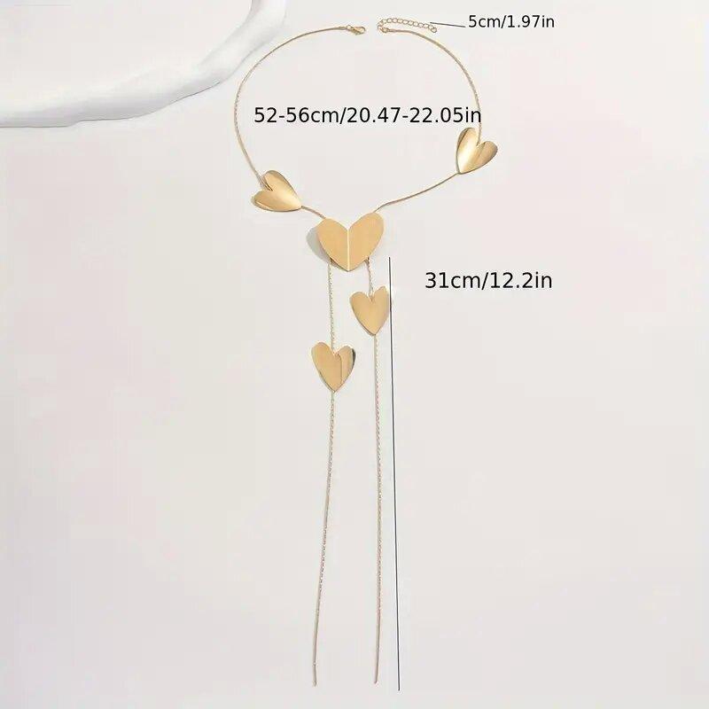 Versatile Ladies Long Necklace Trendy Temperament Jewelry Heart Geometric Chain Necklace