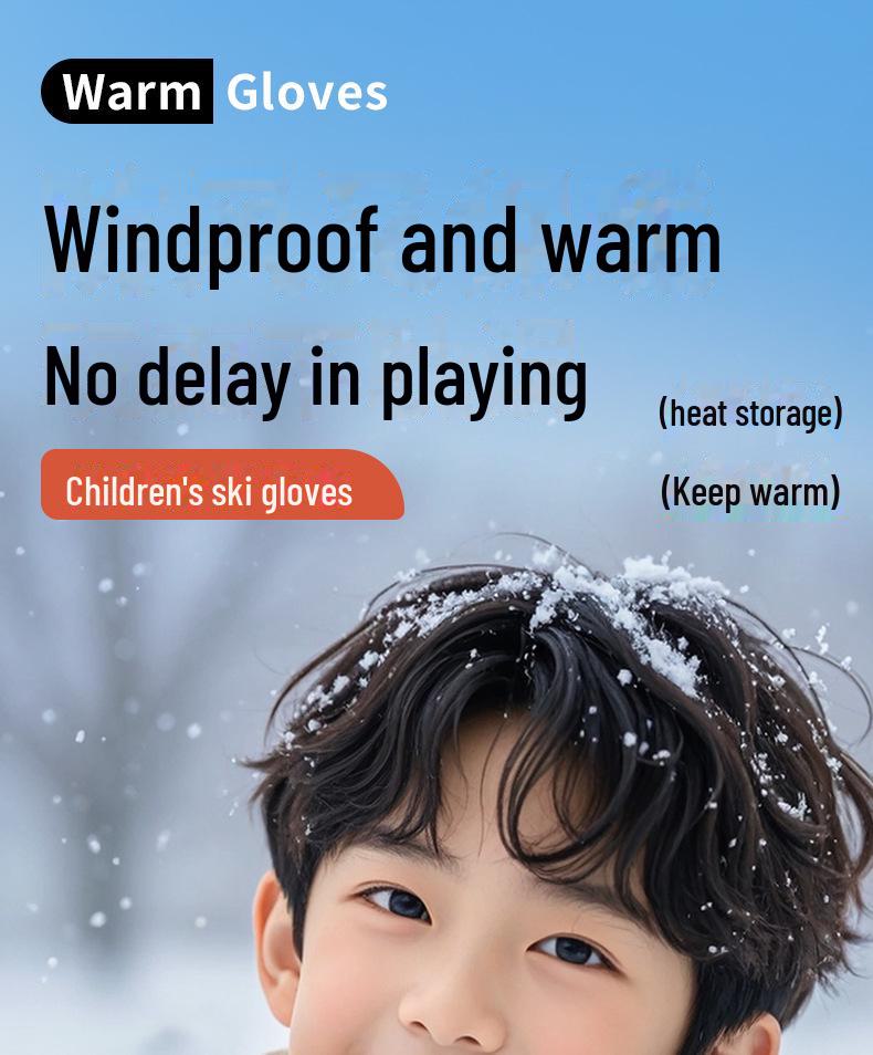Ultraman Kids' Winter Ski Gloves: Warm, Waterproof, Velvet-Lined for Cold Protection