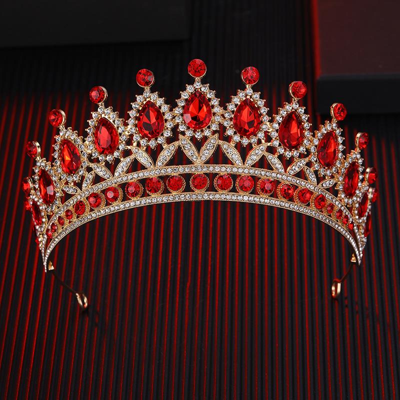 The Bride's Colorful Rhinestone  Baroque European and American Diamond Princess  Round Tiara Hair Accessory Wedding Dress and Crown