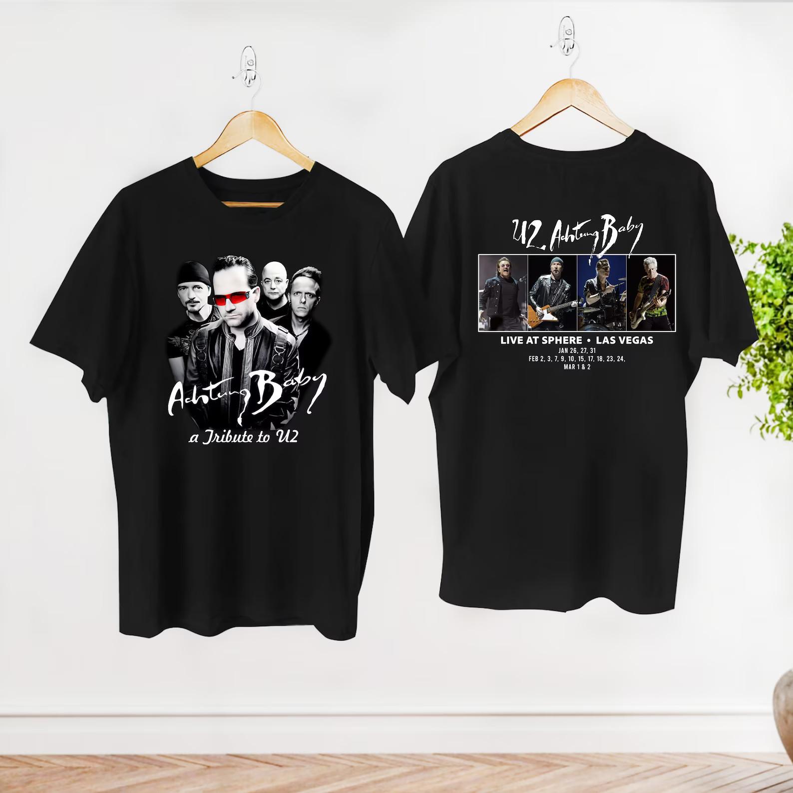 Tour 2026 Achtung Baby Live At Sphere U2 Band Shirt, Classic Rock U2 Shirt S