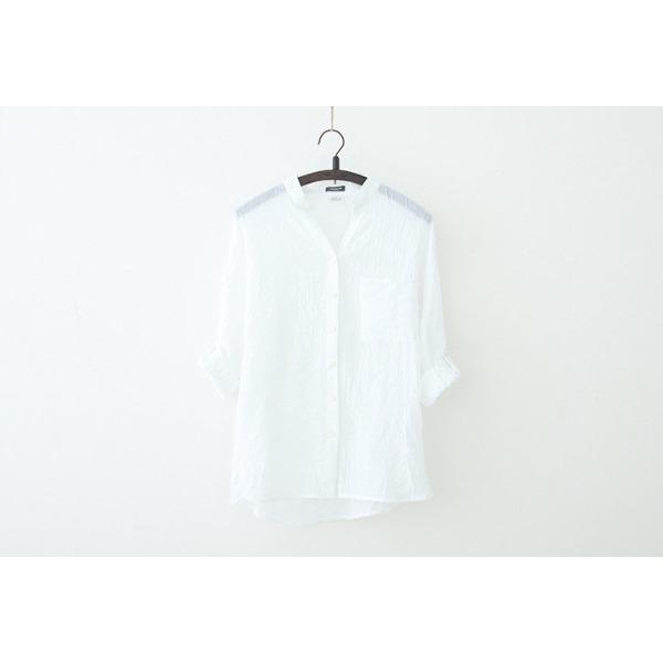 Summer Loose Cotton Hemp Seven Sleeve Stand Up Collar Shirt Women s Linen Shirt S