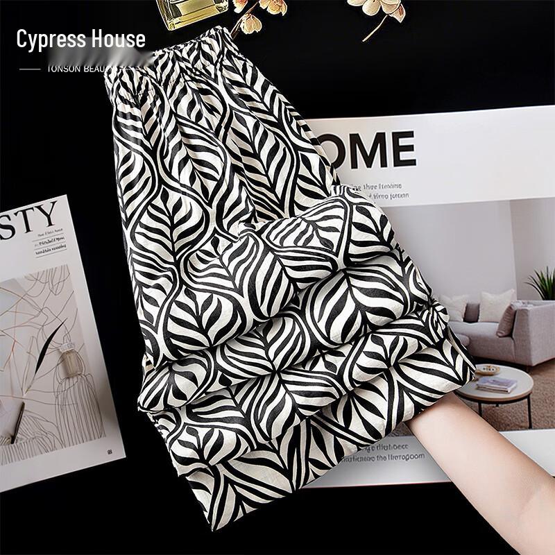 Women s High-Waist Elastic Printed Wide-Leg Pants One Size