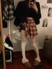 Autumn 2025 Women's High Waist Plaid Wool A-line Skirt with Belt