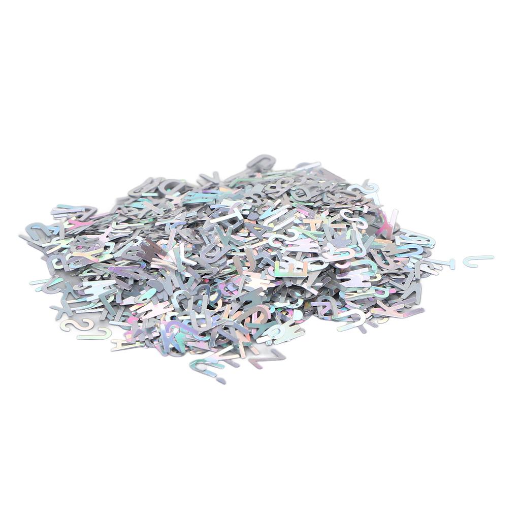 English Letter Nail Sequins Holographic Nail Glitter Letters Sequins Flakes for Manicure Decoration Silver 50g/1.76oz