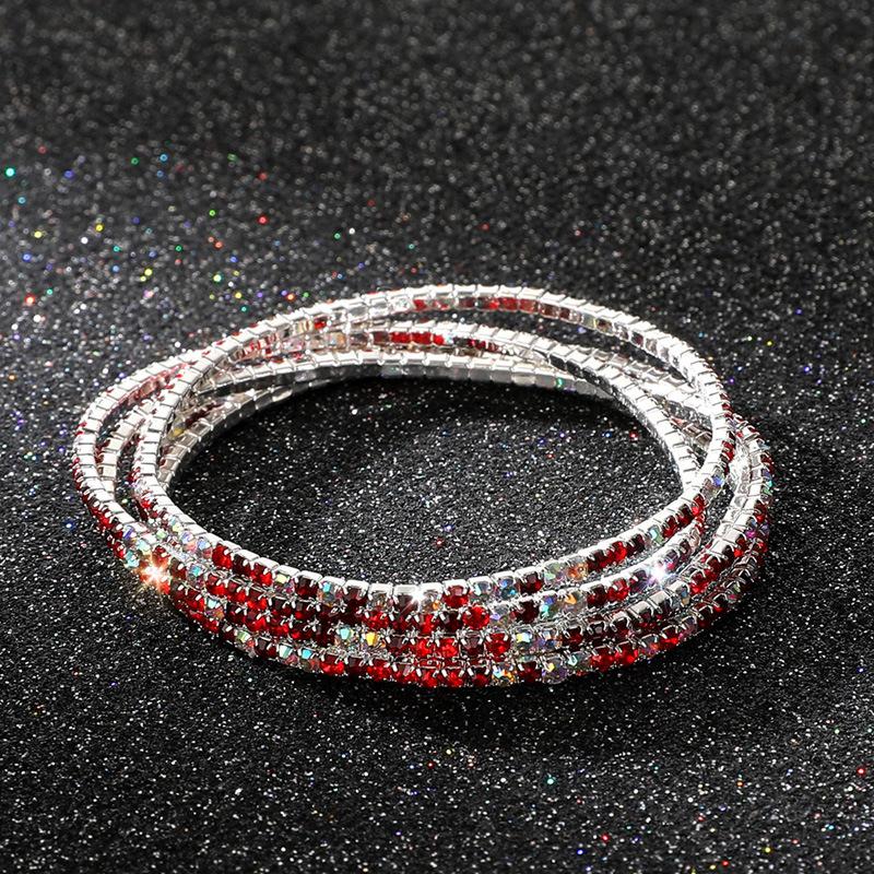 Diamond Elastic Bracelet 2mm Single Row Color Rhinestone Bracelet Women's Bracelet Women's Grab Chain Full Diamond Jewelry