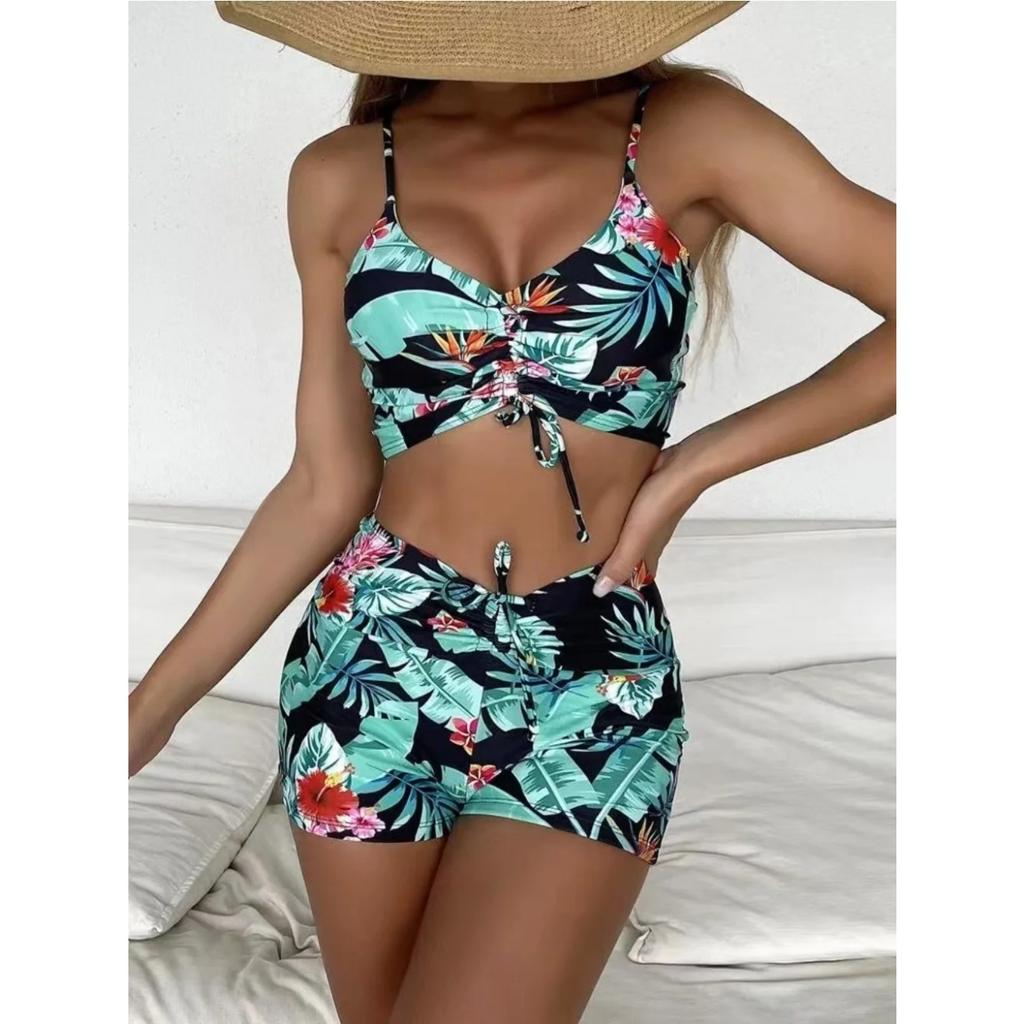 High Waist Bikini Swimsuit Women 2024 Push Up Bikini Floral Swimsuit Print Bikini Boxers Swimwear Swim Trunks Bathing Suit