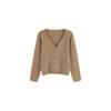 Womens Casual Minimalist V-Neck Single-Breasted Breathable Knit Cardigan Long Sleeve Top Fall