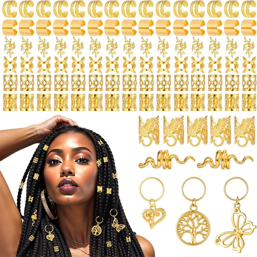 100Pcs Gold Metal Hair Accessories Adjustable Dreadlocks Jewellery Rings For Braids And Hairstyles Hair Decorations