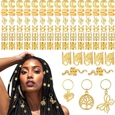 100Pcs Gold Metal Hair Accessories Adjustable Dreadlocks Jewellery Rings For Braids And Hairstyles Hair Decorations