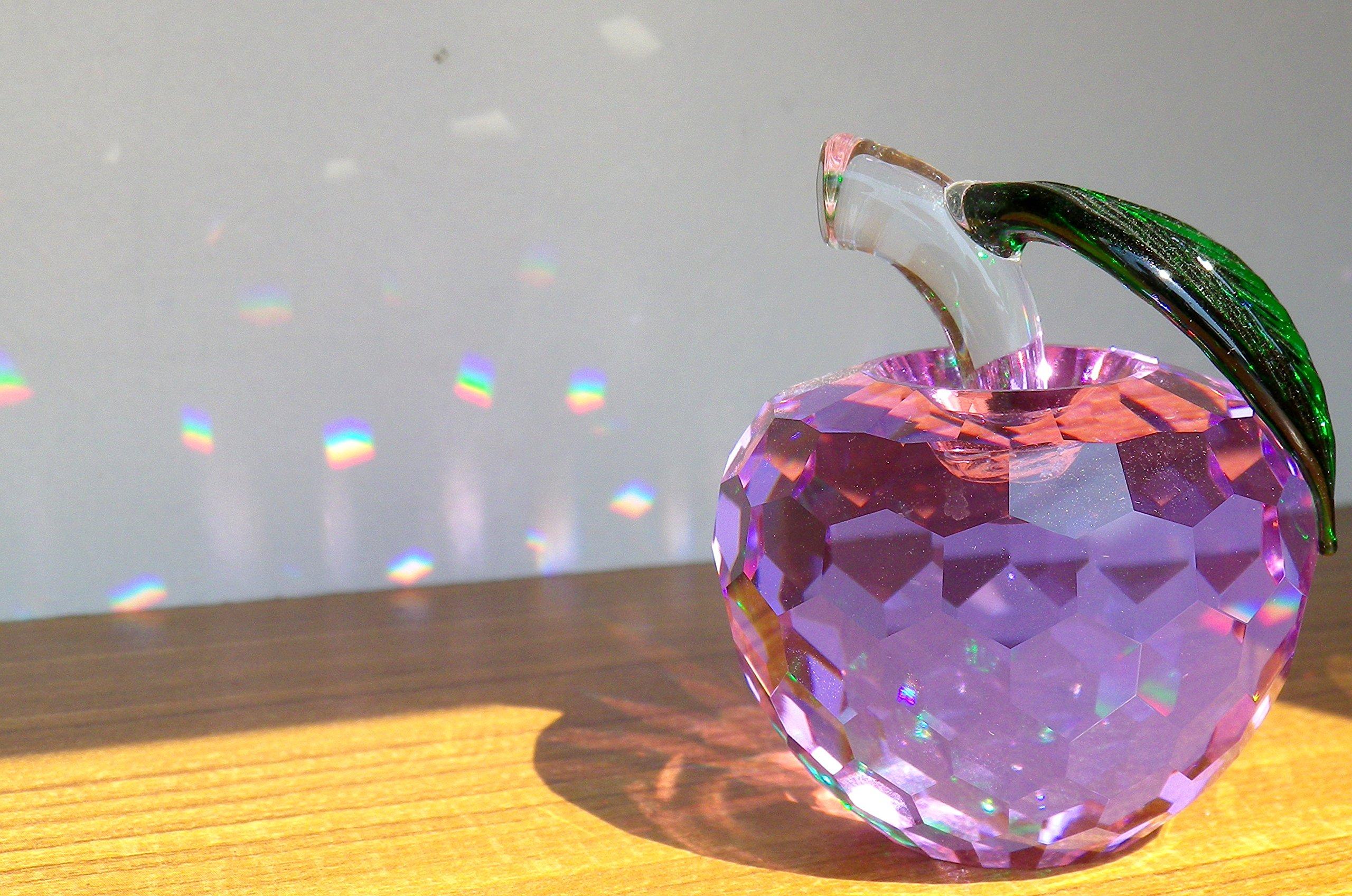 

Crystal Glass Apple Feng Shui Purple [KKD] Figurine, Suncatcher, 50mm, фиолетовый