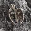 [Sedona Magic] Angel Wing | Gothic Silver Tone Pendant Necklace with Holy Knight Pendant, Angel Wing and Cross Necklace, 60cm Chain, Men's