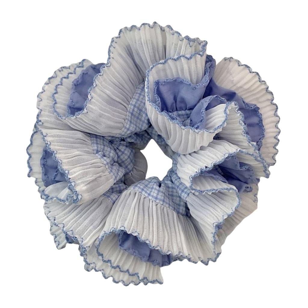 Aesthetic Scrunchies Elastic Multilayer Lace Hair Rope Wedding Party Beach Headwear Big Buns Hair Elastic Check Hairtie