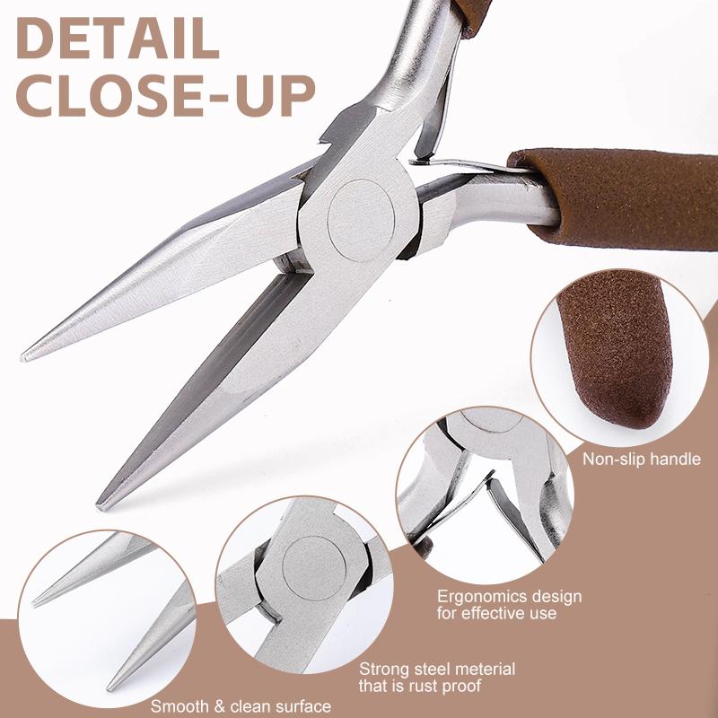 Professional Jewelry Making Tools Jewelry Pliers Needle Nose Pliers Round Wire Cutters for Supplies Wrapping DIY Crafts Beading