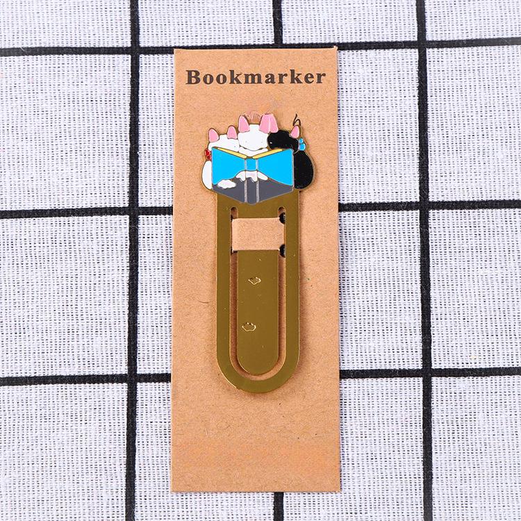 

1PC Новий мультфільм Милі коти Закладка Позолочена книжкова папка Металева етикетка Подарунок студентам Тварини Канцтовари Шкільне приладдя