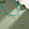 EFFIE QUEEN Trendy 925 Sterling Silver Layer Chain Necklace Turquoise Stone Pendant Choker Chain Daily Fine J ewelry Gift BQN33