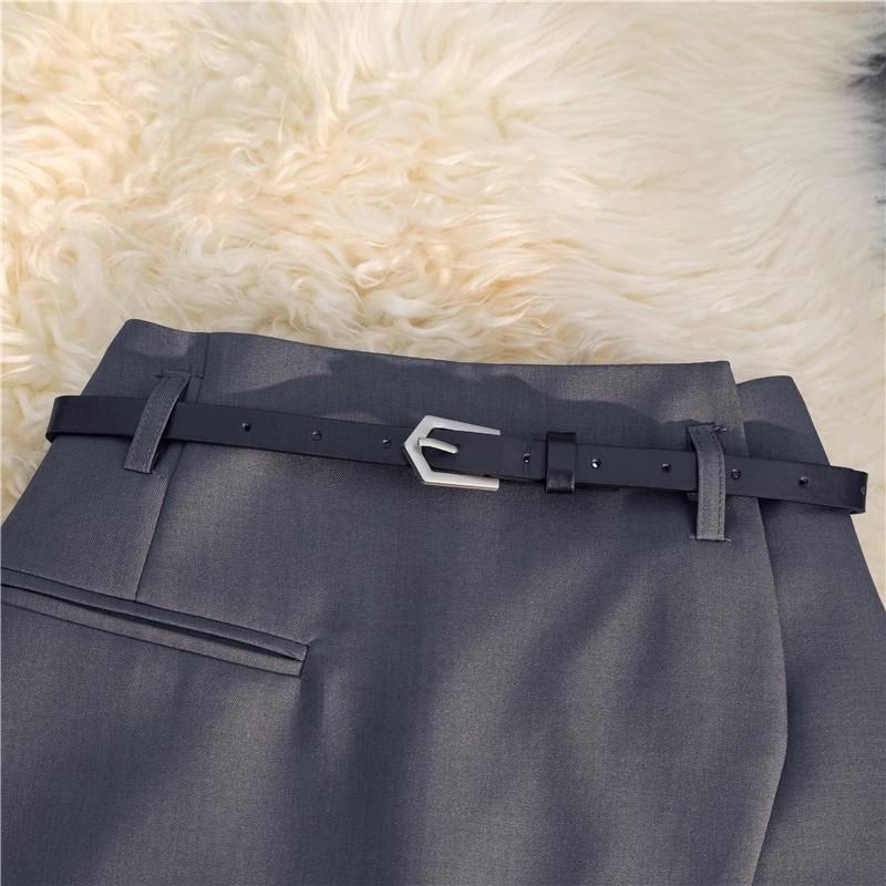 Women's Gray Textured Culottes - High Waist A-Line for Spring/Summer 2025