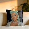 Hot Rapper MMegan Thee Stallion Pillow Case Square DoubleSided Sofa Cushion Cover Bedroom Bedside Pillow