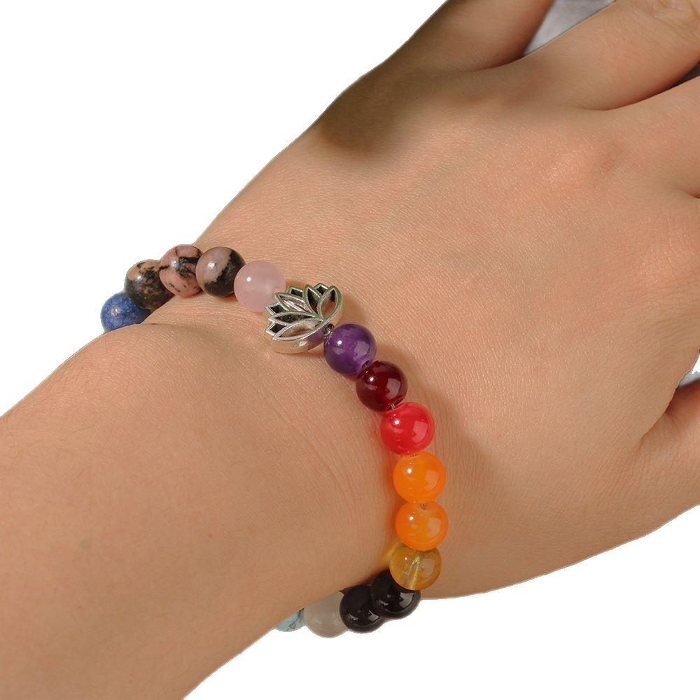 Crystal Rough Stone Bracelet for Women's High-end Feeling, Lotus Yoga Seven Pulse Meditation Bracelet