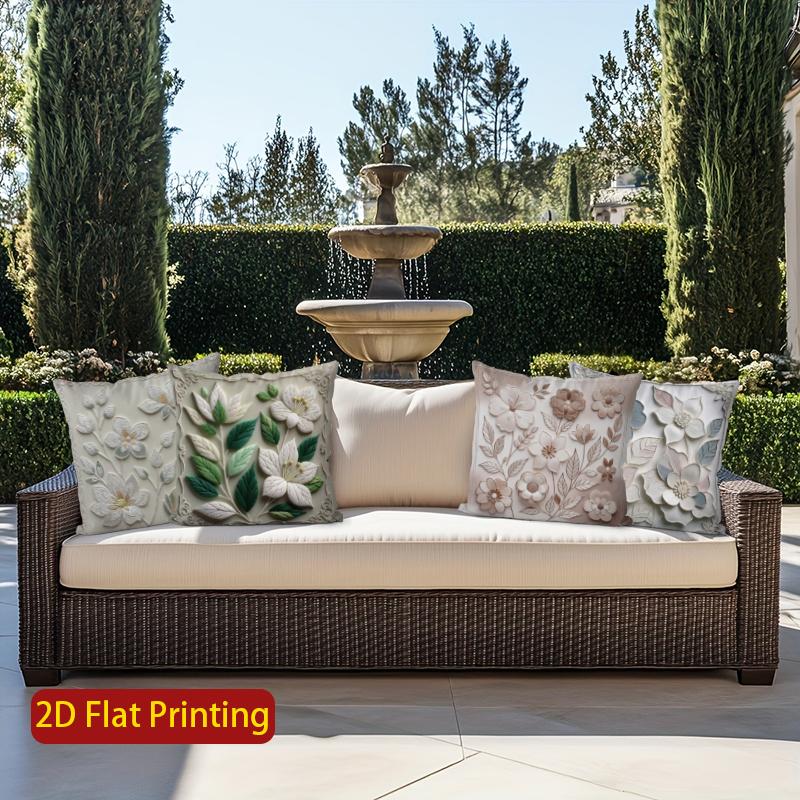2D Floral 3D-Like Embossed Pattern Throw Pillows Pattern Cushion Cover Suitable For Sofa Bedroom Car Pillow Cover