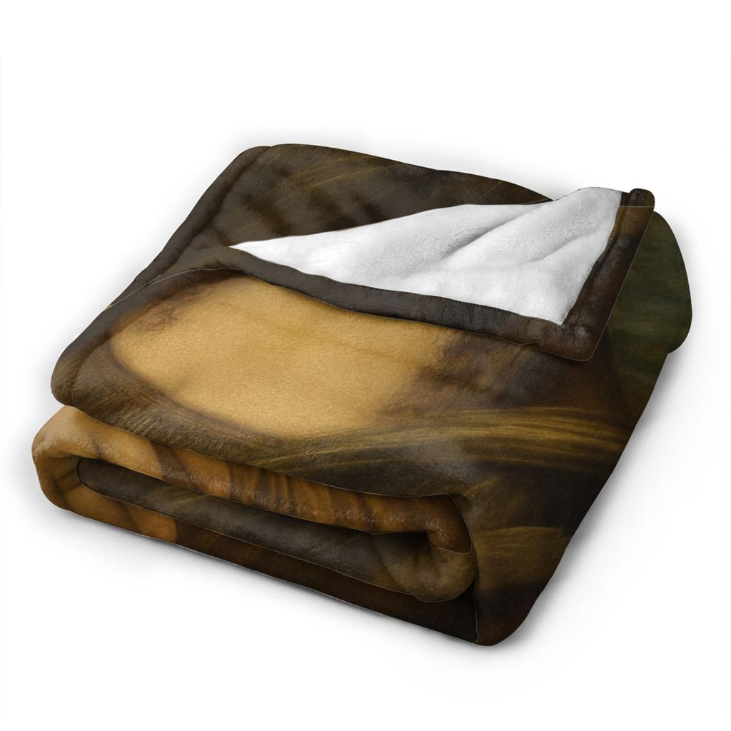 Warm Blanket Travel Car Funny Tongue Out Mona Lisa Throw Blanket Graphic Bedspread For Bedroom