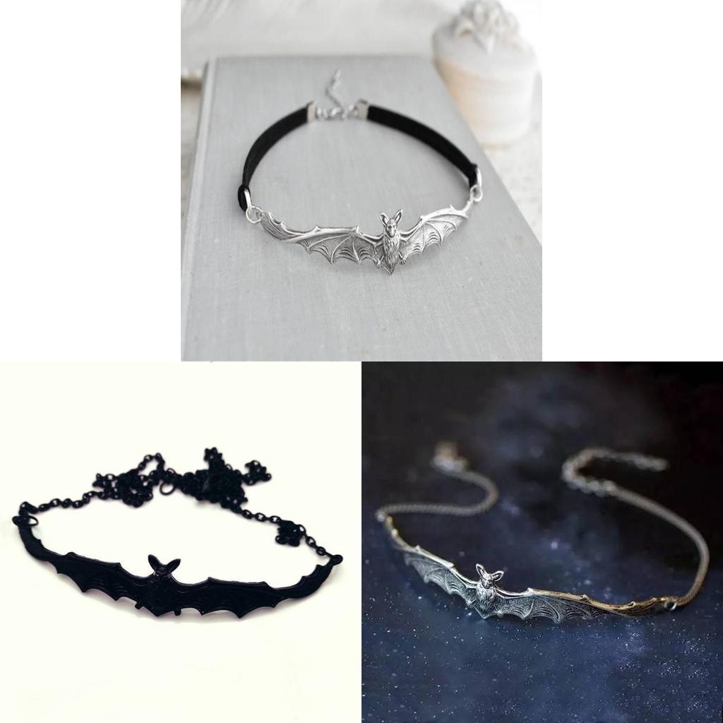 Gothic Black Bat Necklace With Alloy Chain For Fashion Ol Women Men