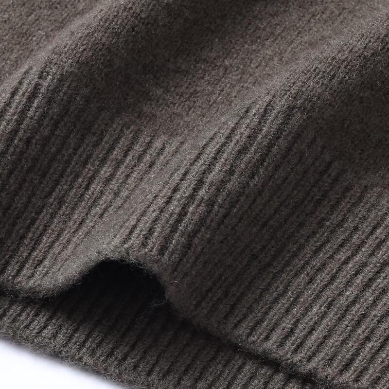 Hengyuanxiang Men's Thick Warm 100% Lambswool Mock Neck Jacquard Sweater