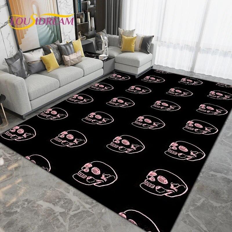 Gothic Witchcraft Skull Skräck Area Matta,Mattmatta för Vardagsrum Sovrumssoffa,Kök Badrum Dörrmatta Halkfri Golvmatta Present