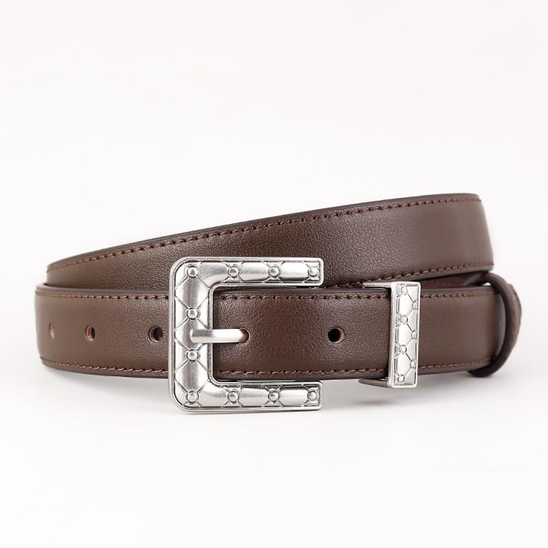 Genuine Leather Belt For Men With Silver Buckle Durable Twoply Cowhide For Casual And Formal Wear
