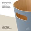 Official Umbra Woodrow Slate Natural Dustbin Can, Blue, 7.5L, Wood, Round, Lidless,