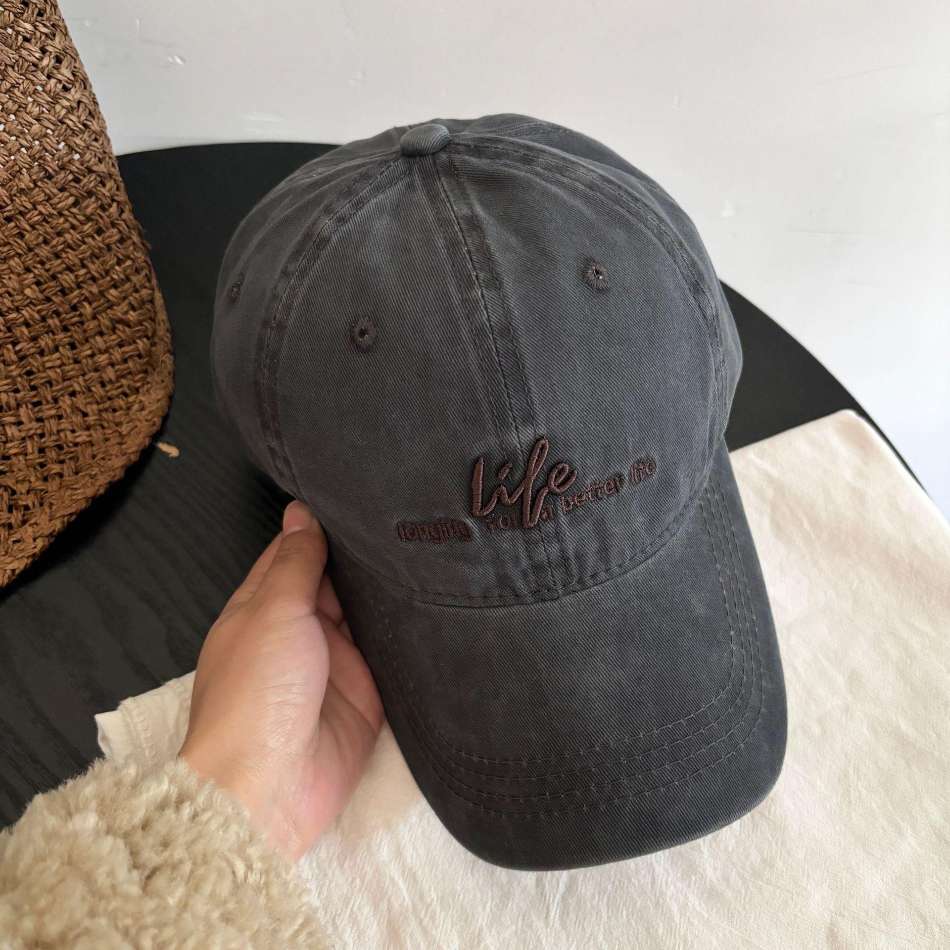 

American casual fashion baseball cap men s new hat women s retro letter embroidered soft top washed cap M（56-58cm）