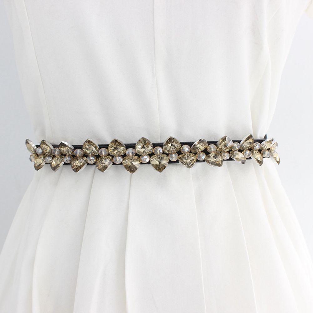 All-match Rhinestone Crystal Elastic Belt Waist Corset Belts Women Waist Belt Elastic Cummerbunds
