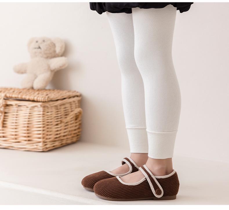 Korean Style Girls' Fleece-Lined Leggings: Thick, Warm Nine-Point Pants with Brushed Cotton Pantyhose for Autumn and Winter