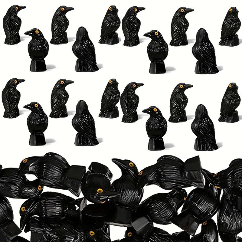 

50pcs Holiday Resin Miniature Animal Ornaments Red Bird/Crow