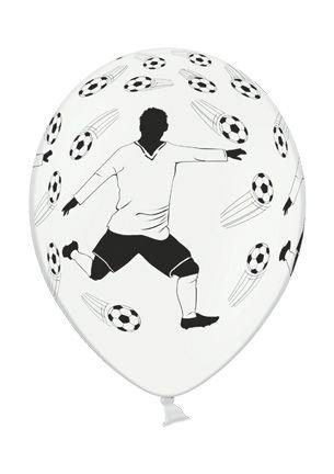Balony Z Nadrukiem "Piłkarz I Piłki" Białe, 5 Szt.