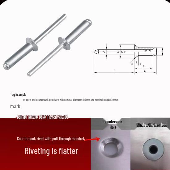 Aluminum Flat Head Iron Core Countersunk Pop Rivets