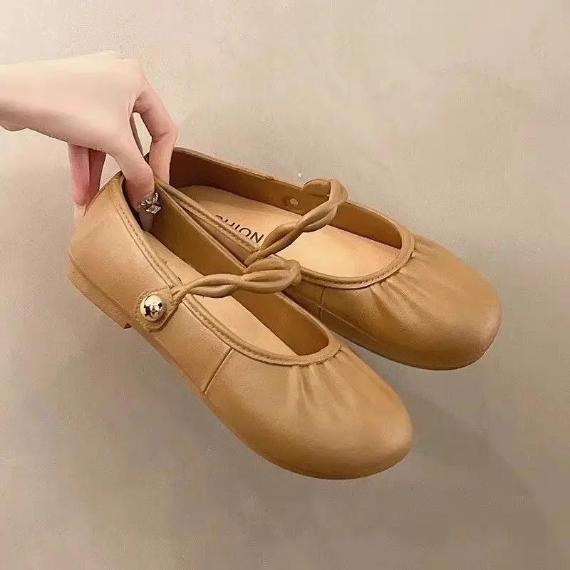 Fashion Women's Foldable Soft Bottom Flats Shoes Spring Summer New Style Korean Version Slip-On Shoes for Skirts Sweet Style