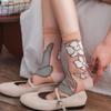 Blue Socks Women Ultra-thin Transparent Summer Breathable Women Crystal Silk Socks Harajuku Retro Floral Print Glass Silk Socks