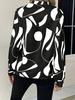 Women's Printed Cut-out Collar Long Sleeve Casual Top