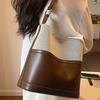 2025 New Fashion Women Patchwork Bucket Bag Fashionable Commuter Underarm Single Shoulder Bag Korean Version Casual Handbags