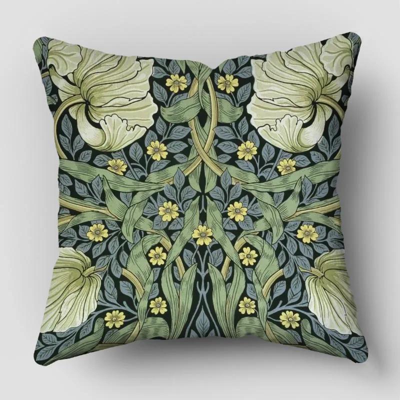 William Morris Pillow Cover Bedroom Home Office Decorative Pillowcase Square Zipper Pillow Cases Satin Fabric Eco-Friendly
