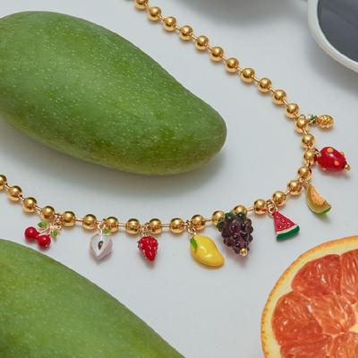 Fashionable Fruit Charm Necklace Bracelet Adjustable Chain Jewelry for Daily Outfits Or Special Occasions