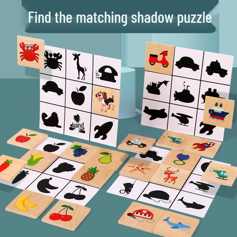 Toddler Shadow Matching Puzzle Game – Animals, Fruits, Transportation, Shapes for Cognitive Development