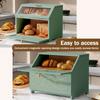 Wooden Bread Bin with Wavy Acrylic Glass Multi-Purpose Double-Layer Large Capacity Storage Container for Homemade Bread Toast